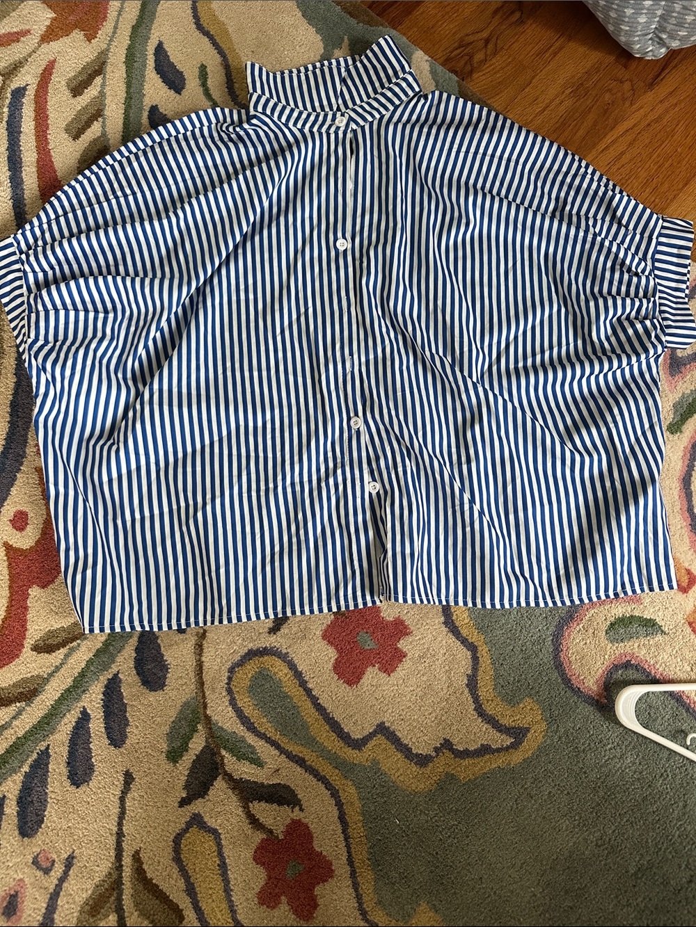Blue & White Striped Kids Button-Up Top